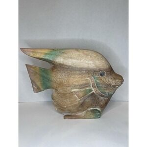 Vintage Large Hand Carved Wooden Tiki Bar Fish Tropical Island Ocean Sculpture